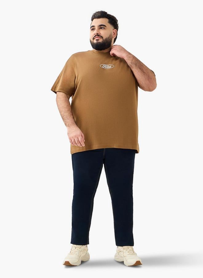 ماكسيم تيشيرت رجالي بياقة دائرية وأكمام قصيرة وطبعة شعار فورد - Image 2